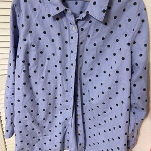 Talbots Blue Shirt with Black Dots. Worn 1-2x. EUC - Like New Condition.